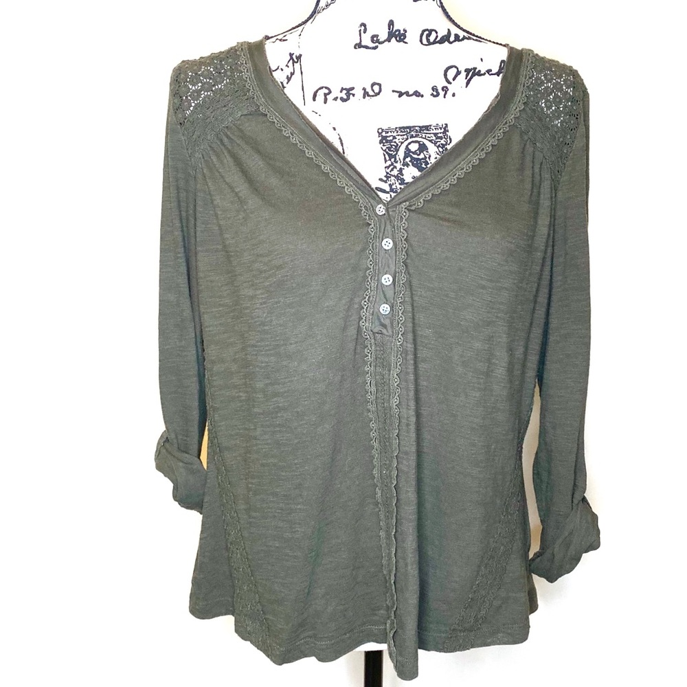 Anthropologie Meadow Rue Lace Back Henley